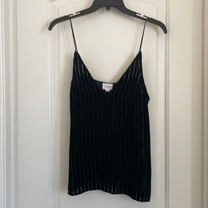 Sheer striped velvet v neck cami